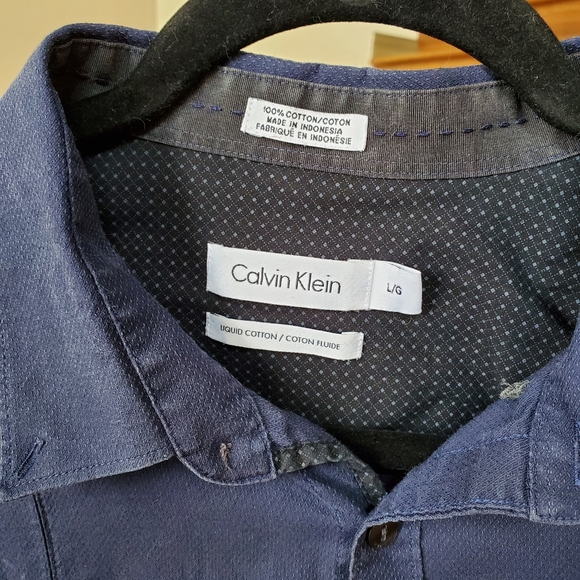 Calvin Klein Cotton Navy button up shirt - Picture 2 of 5